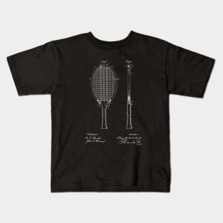 Tennis Racket Vintage Patent Drawing Kids T-Shirt